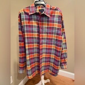 Scott Barber 100% Cotton Colorful Plaid Button-Up Shirt XL Mens